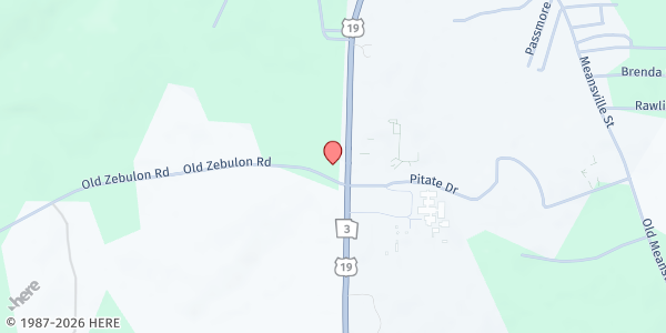 Map showing Christ Chapel Community Church at 68 Old Zebulon Rd., Zebulon, GA