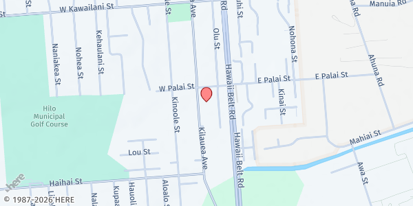 Map showing Grace Baptist Church at 2575 Kilauea Ave, Hilo, HI