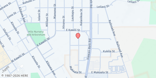 Map showing Hilo United Methodist Church at 40 Holomua St, Hilo, HI