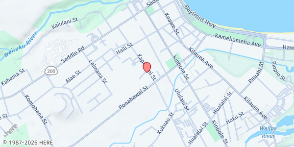 Map showing Seventh Day Adventist Church at 162 Kapiolani St, Hilo, HI