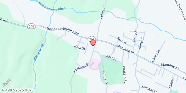 Map showing Honokaa Hongwanji at 45-516 Lehua St, Honokaa, HI