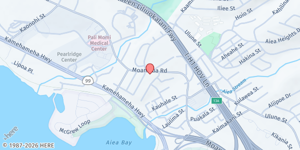 Map showing Aiea 7th Day Adventist Church at 99-005 Moanalua Rd., Honolulu, HI