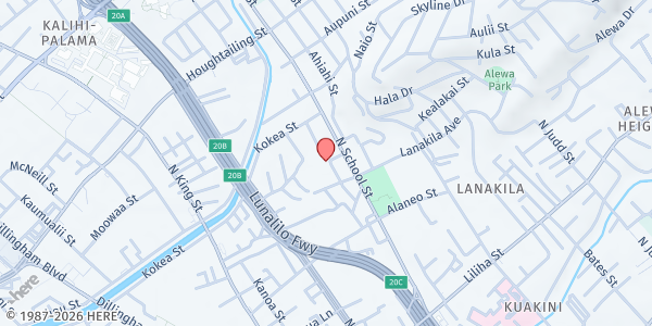 Map showing Calvary Assembly of God (Walk Up) at 961 Io Ln., Honolulu, HI