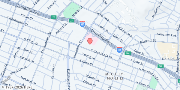Map showing Central Union Church (Drive Thru & Walk Up) at 1660 S Beretania St., Honolulu, HI
