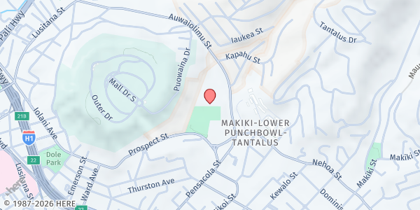 Map showing Church of God Prophecy @ Stevenson Rec Center at 1202 Prospect St., Honolulu, HI