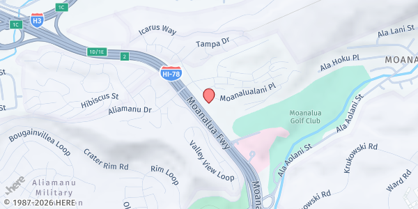 Map showing First Assembly of God Red Hill at 3400 Moanalua Rd., Honolulu, HI