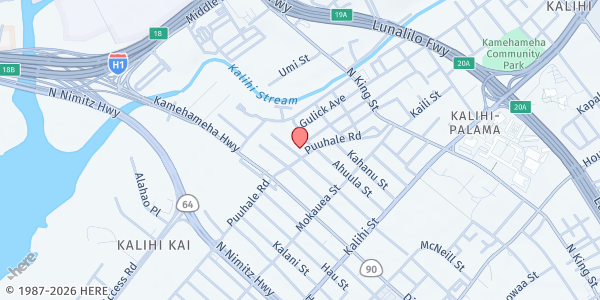 Map showing Grace & Favor Church (Walk Up) at 702 Puuhale Rd., Honolulu, HI