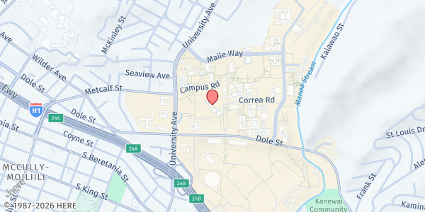 Map showing Hawaii Health & Harm Reduction Center @ UH Manoa at 2465 Campus Rd., Honolulu, HI