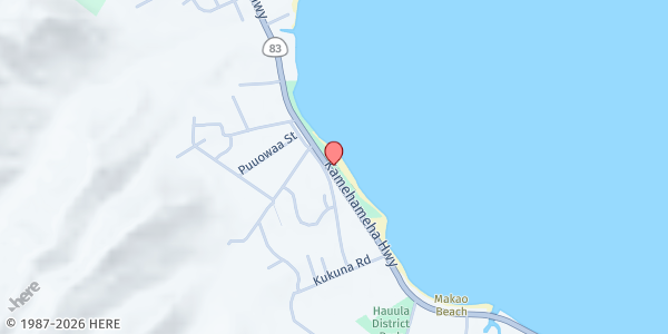 Map showing Hui O Hauula @ Hauula Beach Park at 54-135 Kamehameha Hwy., Honolulu, HI