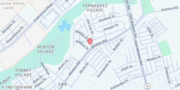 Map showing Immaculate Conception Church at 91-1298 Renton Rd., Honolulu, HI