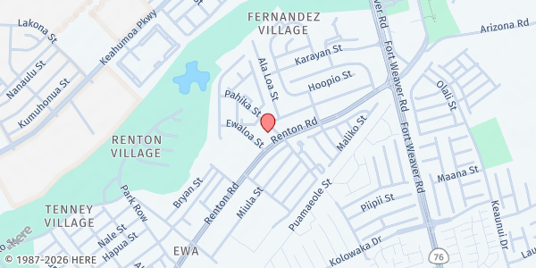 Map showing Immaculate Conception Church (Walk Up) at 91-1298 Renton Rd., Honolulu, HI