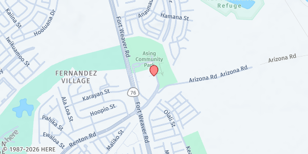 Map showing Message of Peace @ Asing Community Park at 91-1450 Renton Rd., Honolulu, HI