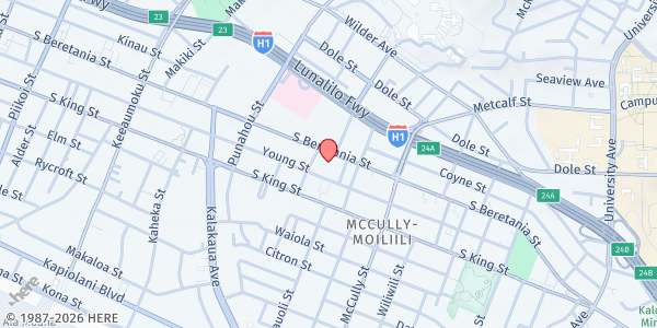 Map showing Olivet Baptist Church at 1775 S Beretania St, Honolulu, HI