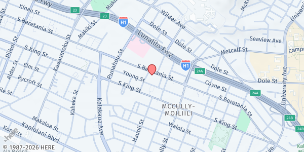 Map showing Olivet Baptist Church Food Pantry at 1775 S Beretania St., Honolulu, HI