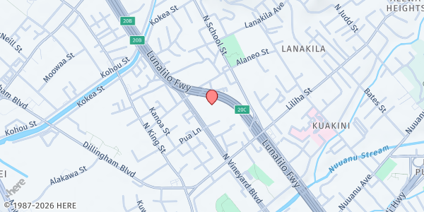 Map showing Palama Settlement at 810 N. Vineyard Blvd., Honolulu, HI