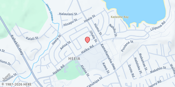 Map showing St. Ann's Church at 46-129 Haiku Rd., Honolulu, HI