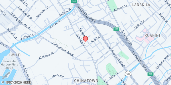 Map showing St. Elizabeth's Episcopal Church at 720 North King St., Honolulu, HI