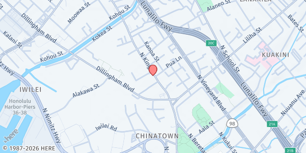 Map showing Su Gran Alabanza at 701 N King St., Honolulu, HI