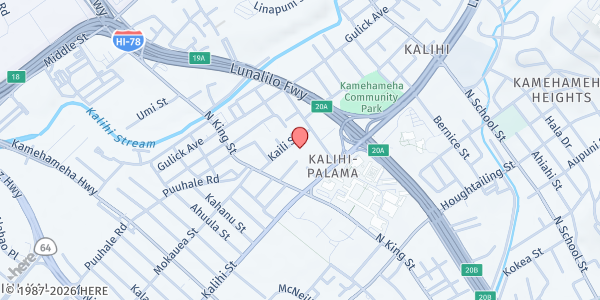 Map showing Susannah Wesley Community Center at 1117 Kaili St., Honolulu, HI