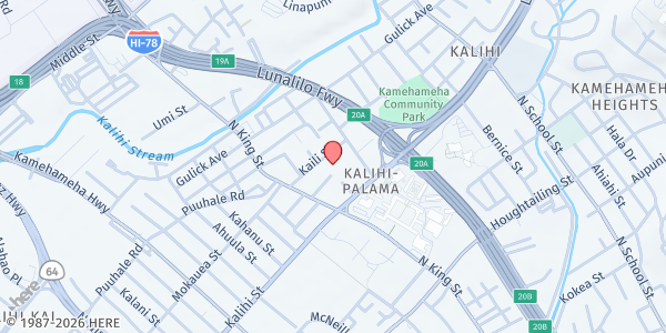 Map showing Susannah Wesley Community Center at 1117 Kaili St, Honolulu, HI