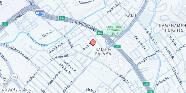 Map showing Susannah Wesley Community Center (Walk Up) at 1117 Kaili St., Honolulu, HI