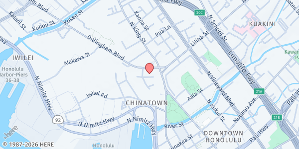 Map showing The Institute for Human Services, Inc. at 916 Kaamahu Pl #A, Honolulu, HI