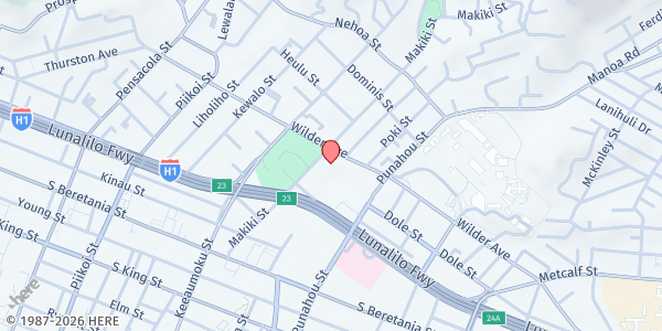 Map showing The Parish of St. Clement Distribution Center at 1515 Wilder Ave., Honolulu, HI