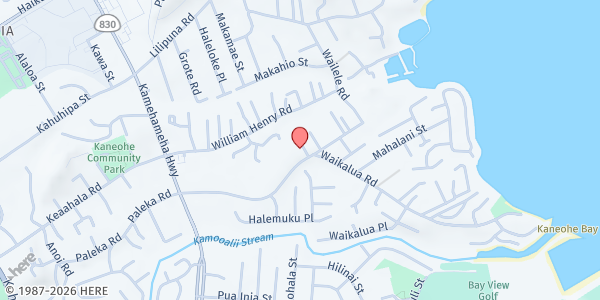 Map showing The Salvation Army Kaneohe Food Pantry at 45-175 Waikalua Rd., Honolulu, HI