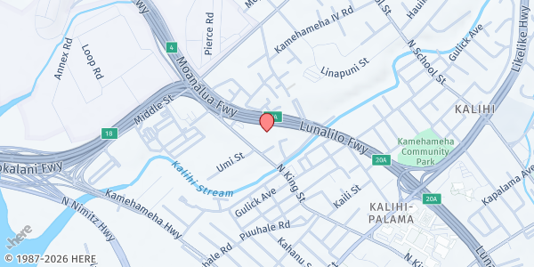 Map showing Touch a Heart at 2214 N King St, Honolulu, HI