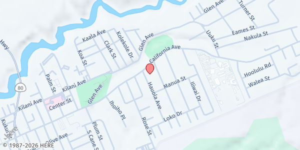 Map showing Wahiawa 7th Day Adventist Church at 1313 California Ave., Honolulu, HI