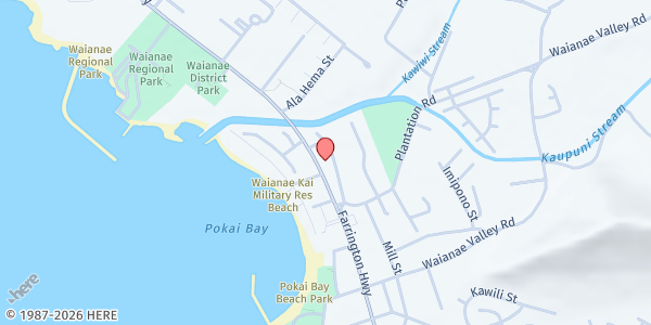 Map showing Waianae Wags Distribution Site at 85-786 Farrington Hwy., Honolulu, HI