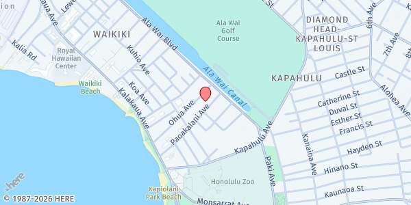 Map showing Waikiki Community Center at 310 Paoakalani Ave., Honolulu, HI