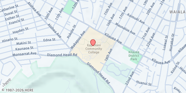 Map showing Waikiki Community Center @ Kapiolani Community College at 4303 Diamond Head Rd., Honolulu, HI