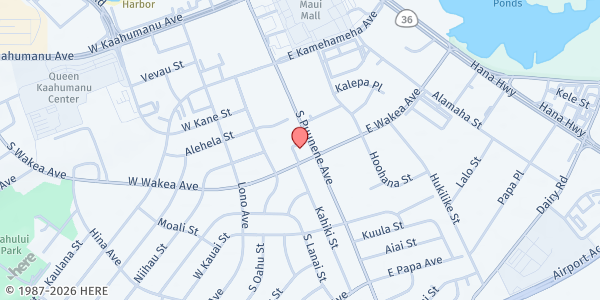 Map showing Christ the King Church Maui at 20 West Wakea Avenue, Kahului, HI