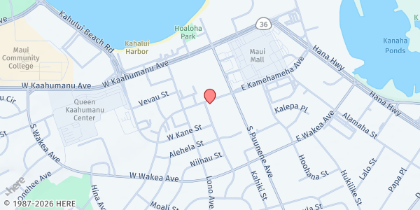 Map showing Salvation Army Kahului at 45 Kamehameha Ave., Kahului, HI