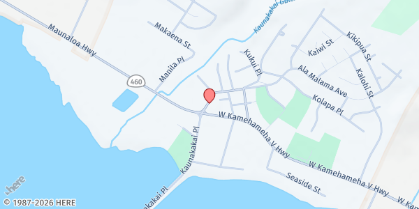 Map showing Child and Family Service - Molokai at 20A Ala Malama Street, Kaunakakai, HI