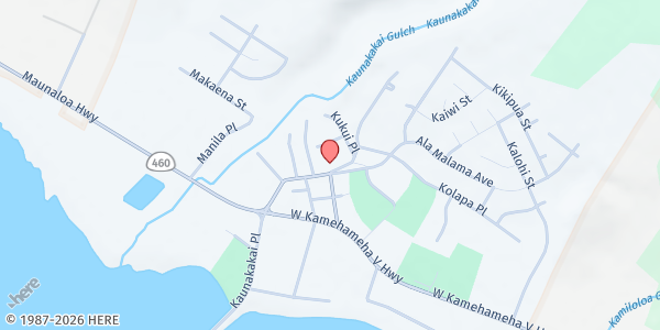 Map showing St. Damien of Molokai Parish at 115 Ala Malama Ave., Kaunakakai, HI