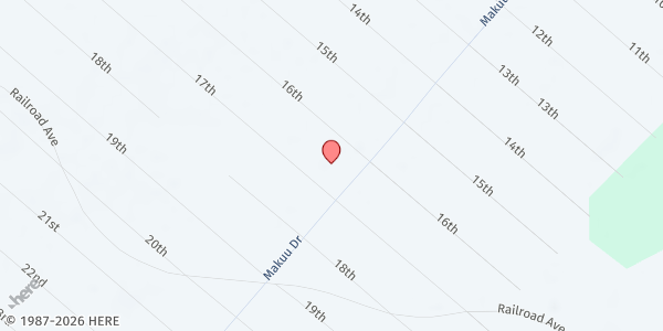 Map showing H.P.P. Community Center at 15-1570 Makuu Dr, Keaʻau, HI