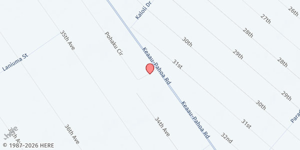 Map showing Sure Foundation Church at 16-1592 Pohaku Cir, Keaau, HI