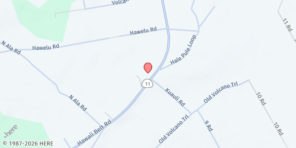 Map showing Kurtistown Assembly of God at 17-550 Volcano Rd, Kurtistown, HI