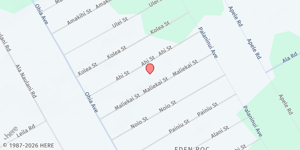 Map showing Eden Roc Community Food Distribution at 11-1805 Ahi St, Mountain View, HI