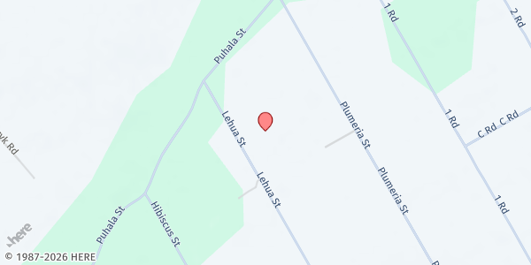 Map showing Fern Acres Community Center at 11-3602 Lehua St, Mountain View, HI