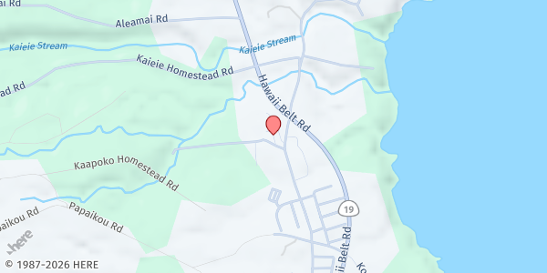 Map showing Immaculate Heart of Mary at 27-186 Kaapoko Homestead Rd, Papaikou, HI