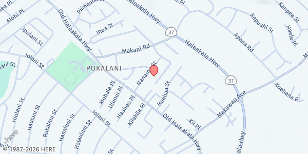 Map showing LDS Pukalani/Makawao Ward at 3356 Kihapai Place, Pukalani, HI