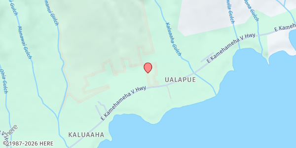 Map showing Ka Hale Pomaika'i at 7533 Kamehameha V Hwy., Ualapue, HI