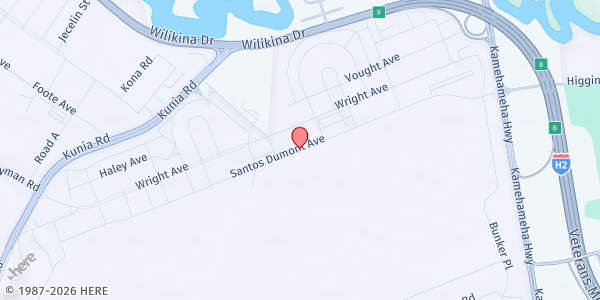 Map showing Armed Services YMCA - Schofield Barracks/Wheeler at 1262 Santos Dumont Ave., Building 122, Wahiawa, HI