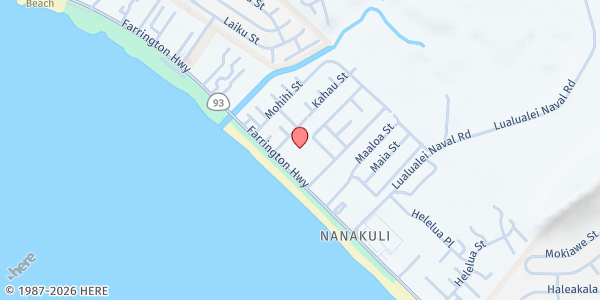 Map showing 'Elepaio Social Services - Nanakuli Distribution Site at 87-1876 Farrington Hwy., Wai'anae, HI