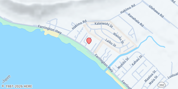 Map showing Leeward Community Church @ Chinese Christian Alliance Church at 87-1624 Farrington Hwy., Waianae, HI