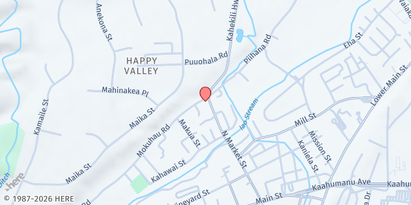 Map showing Living Way Church Maui at 399 N Market Street, Wailuku, HI