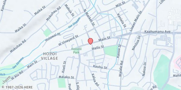 Map showing Pentecostal Missionary Church at 2105 Main St, Wailuku, HI